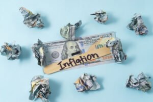 conceptual image of dollar banknote with a text inflation