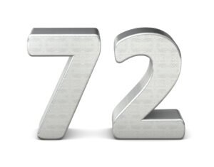 72 number 3d silver structure 3d rendering